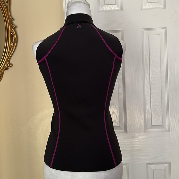 prAna Kelis Black Neoprene Surf Vest Rashguard Swim Top UPF 50 Size Small Zip Up - Picture 4 of 6